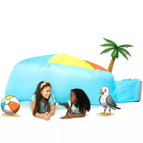 The Original AirFort Build A Fort in 30 Seconds, Inflatable Fort for Kids (Beach Ball Blue)