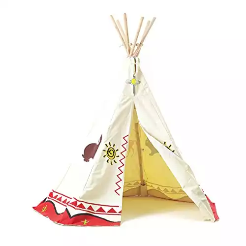 Big Game Hunters Children’s Teepee Wigwam, Thick Luxury Water Resistant Cotton, Large 6 Pole, Play Tent