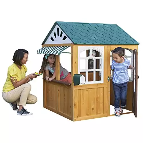 KidKraft Garden View Wooden Playhouse for Kids with Ringing Doorbell