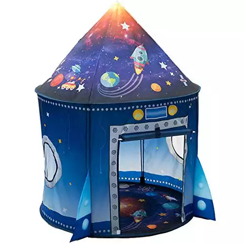 WillingHeart Rocket Ship Play Tent for Kids Boy Girl Pop Up Astronaut Spaceship Space Pretend House Toddler Indoor Outdoor Games Party Children Portable Birthday Party Toy Baby Playhouse