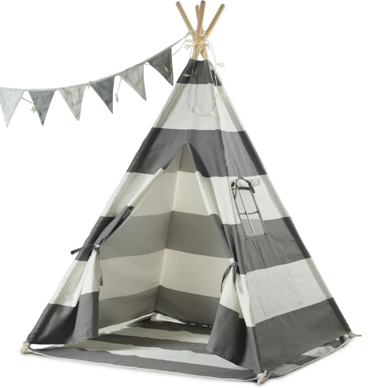Haus Projekt Kids Play Tent with Grey Bunting and String Lights & Reviews | Wayfair.co.uk